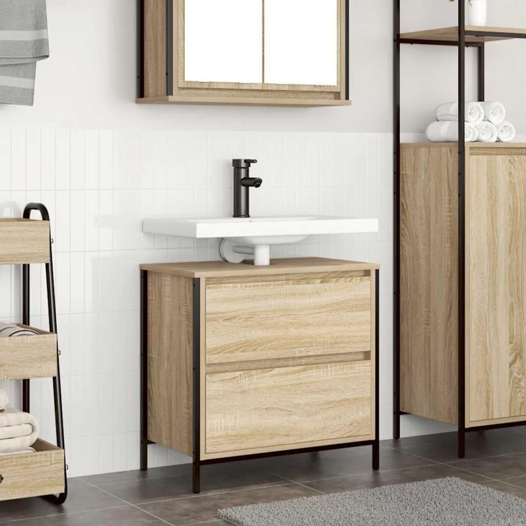vidaXL Mueble De Baño Con Lavabo Y Cajones En Color Roble Sonoma 60 X 34,5 X 60 Cm