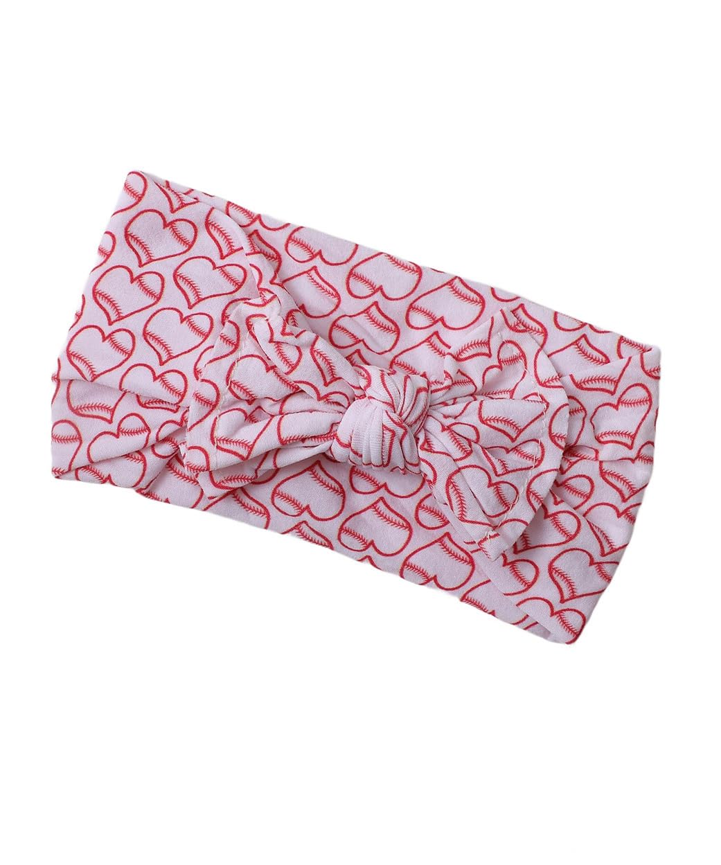 BBTDIN Baby Baseball Headband Turban Baby Girls Baseball Headwarp Bowknot Baby Baseball Hair Band Bow BTB14 (E-Red Heart, Free Size)
