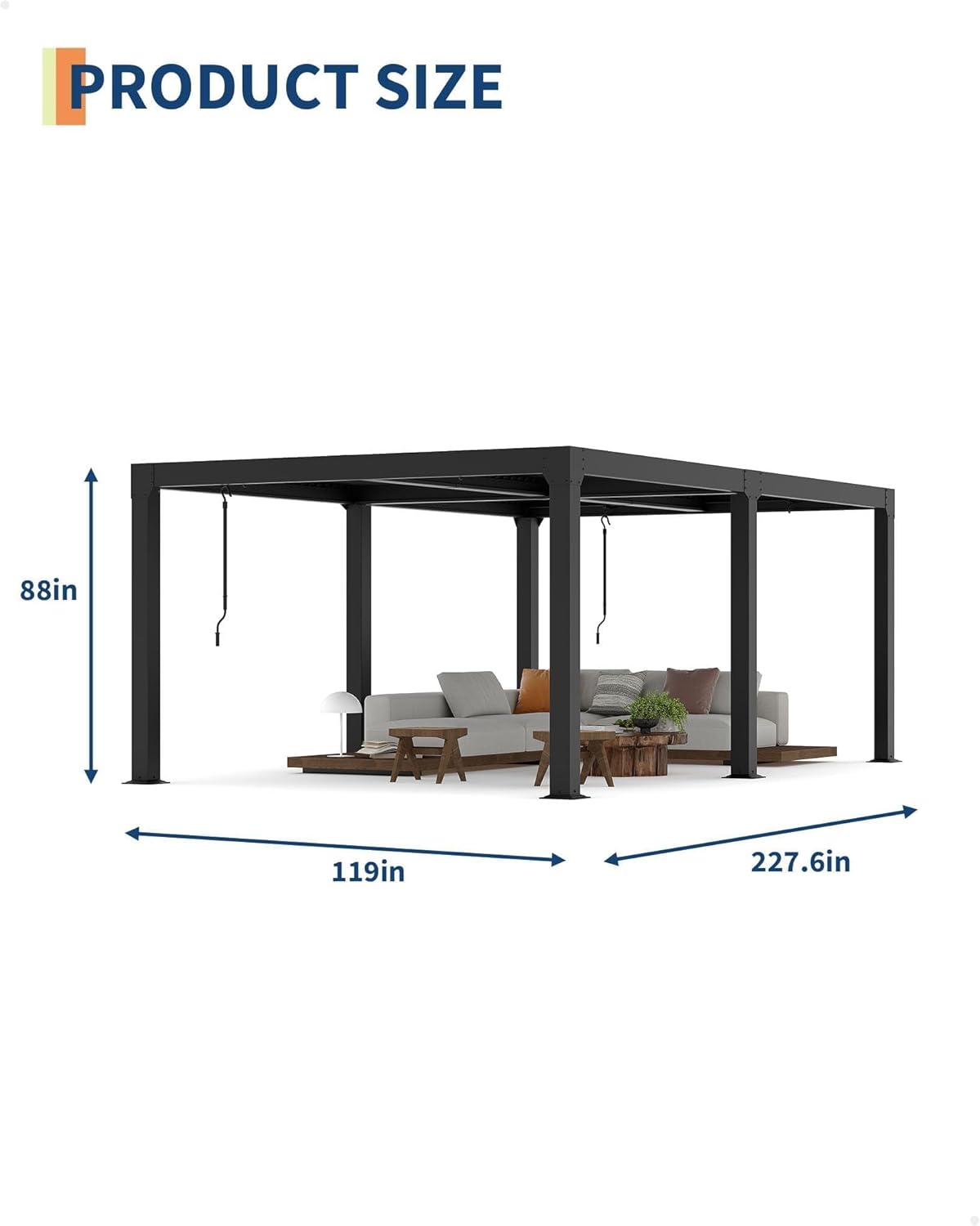 10x20 ft Outdoor Louvered Pergola with Adjustable Aluminum Louvers, Integrated Drainage System, and Roof, Patio Gazebo Shade Structure for Garden, Backyard, or Deck