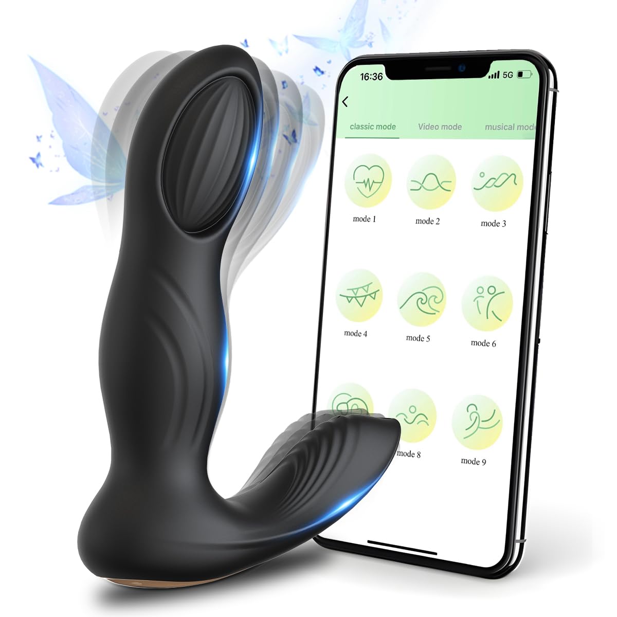 Vibrador Control Remoto APP Vibradorador Mujer Juguetes Eróticos Consoladores.. para Mujer con Vibración Vibradorador Clítoris Potente Plug Anales,con Vibración Consoladores.. para Hombre (Black)