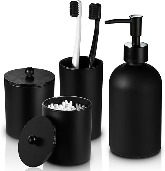 RYTOXILO Black Bathroom Accessories Set, 4 Pack Matte Black