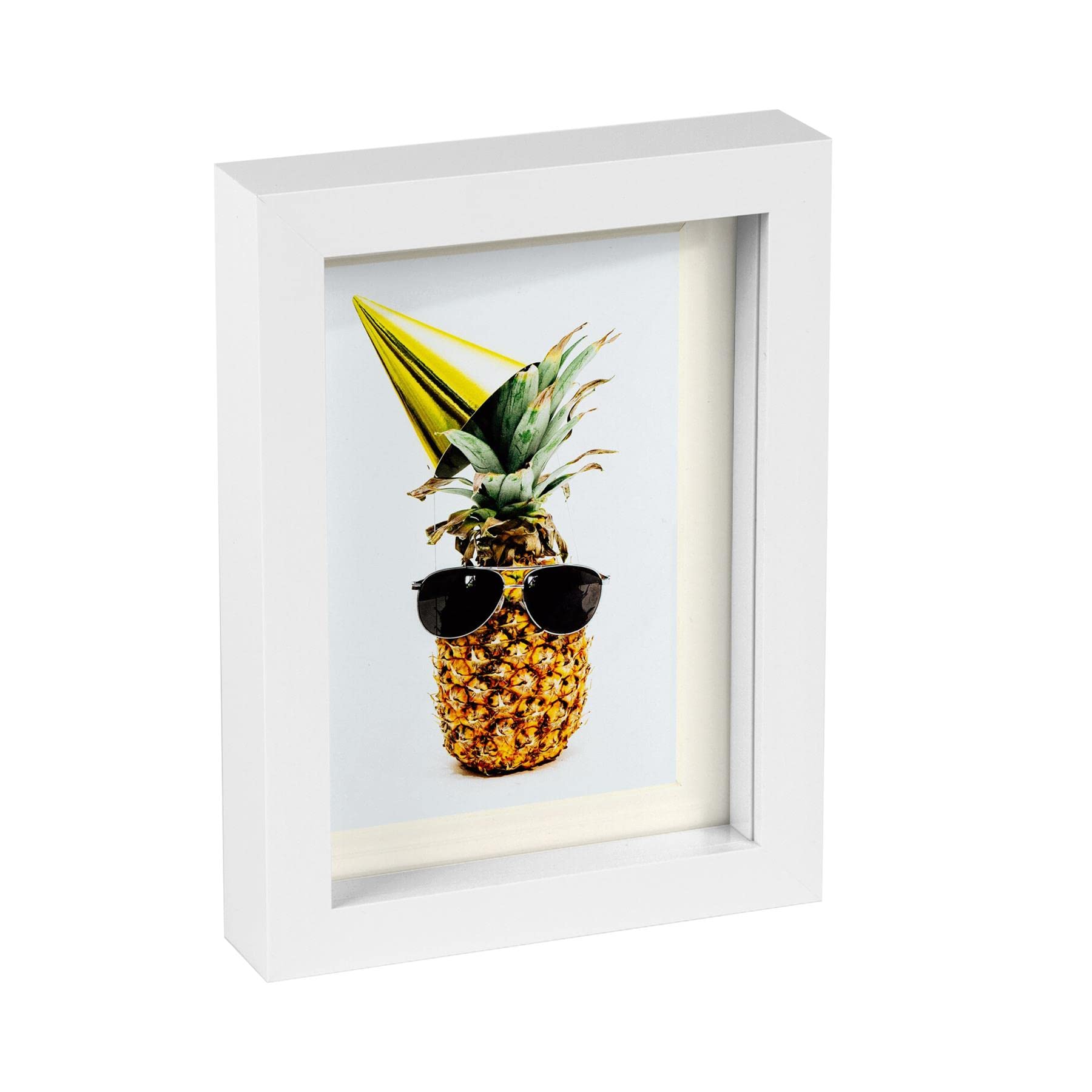 Nicola Spring White/Ivory 5" X 7" 3D Box Photo Frame With 4" X 6" Mount - Standing Hanging Craft Shadow Picture Display