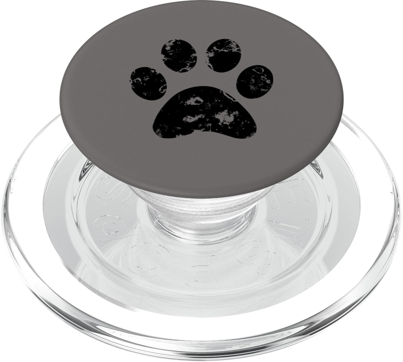 Black Dog Paw Print Gray PopSockets PopGrip for MagSafe