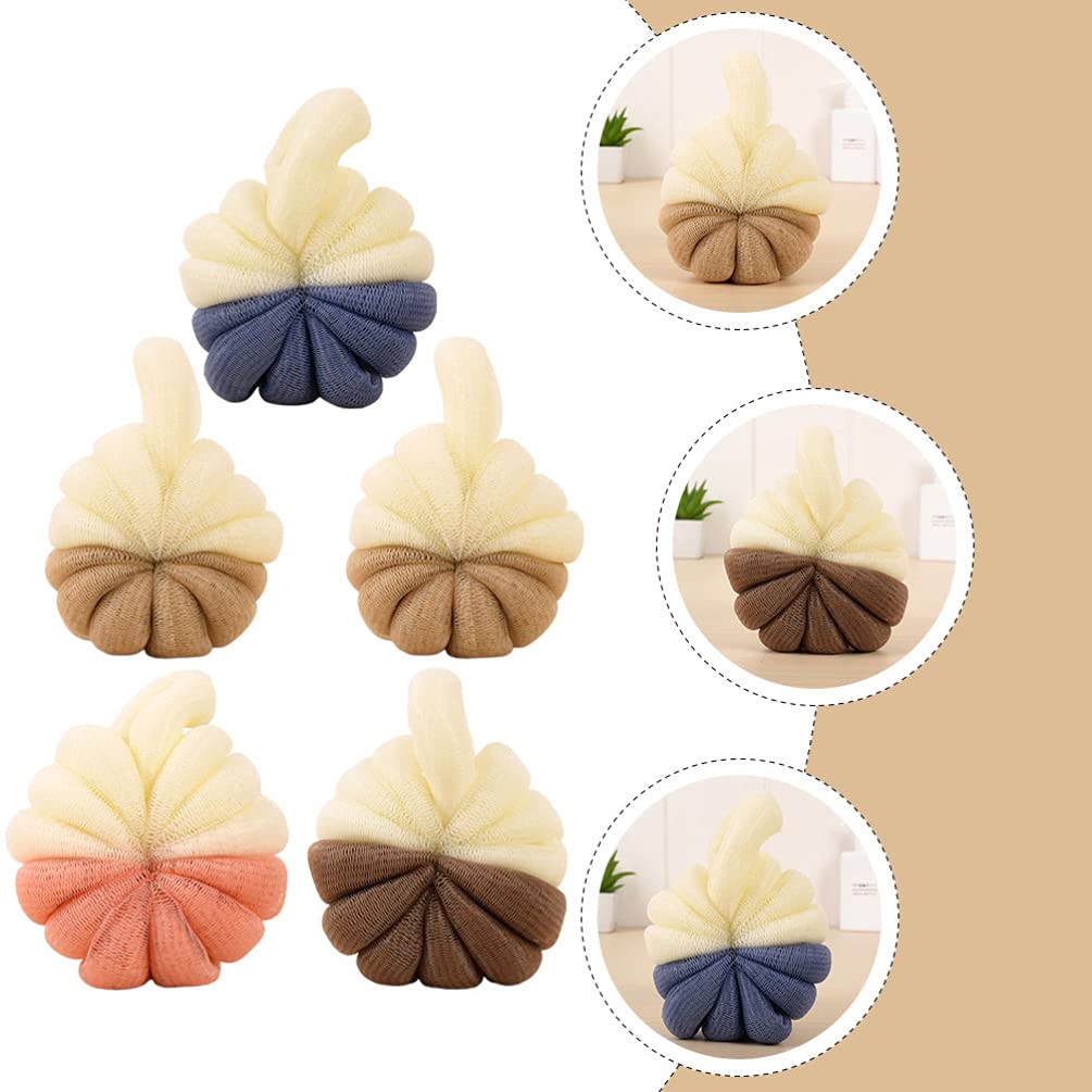 Gąbka do czyszczenia kuli kwiatowej do kąpieli: kula gąbkowa do kąpieli Loofahs 5 szt. Płuczka do pleców Puff do czyszczenia ciała kąpielowego (mieszany kolor)