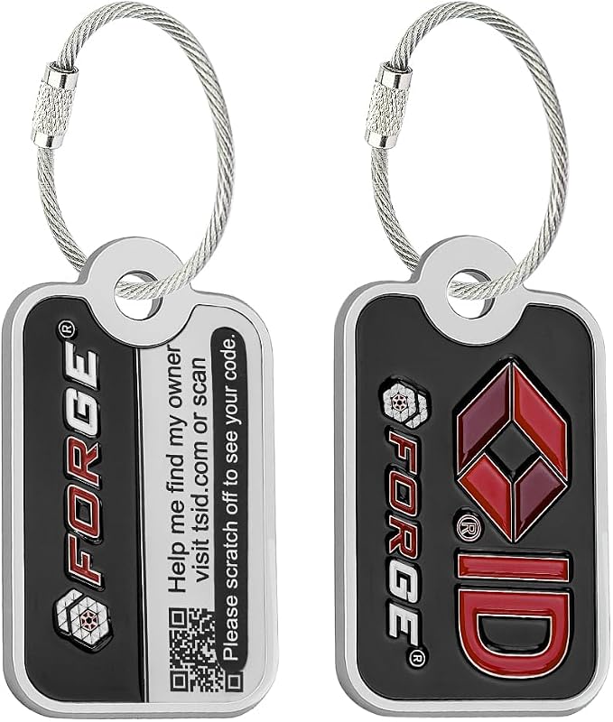 Smart Lost and Found Luggage Tags, Global Luggage Tracking Tag, WorldTracer Compatible, Travel Sentry Powered Baggage ID System for Luggage, Bags, Suitcases, and More (Black 2 PK)