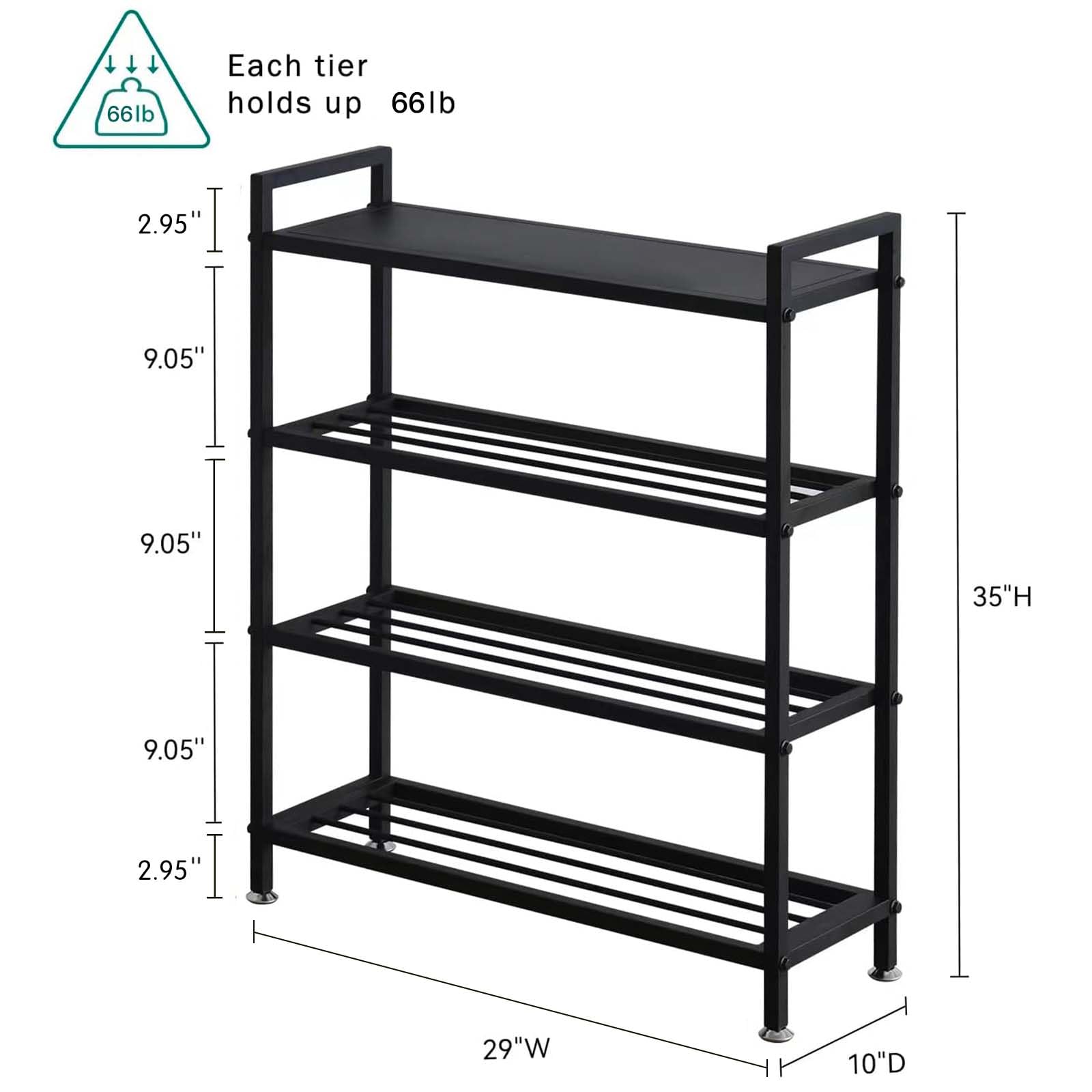 Estante de almacenamiento de zapatos de metal resistente de 4 niveles para 12 pares de zapatos, estante duradero fácil de montar 4