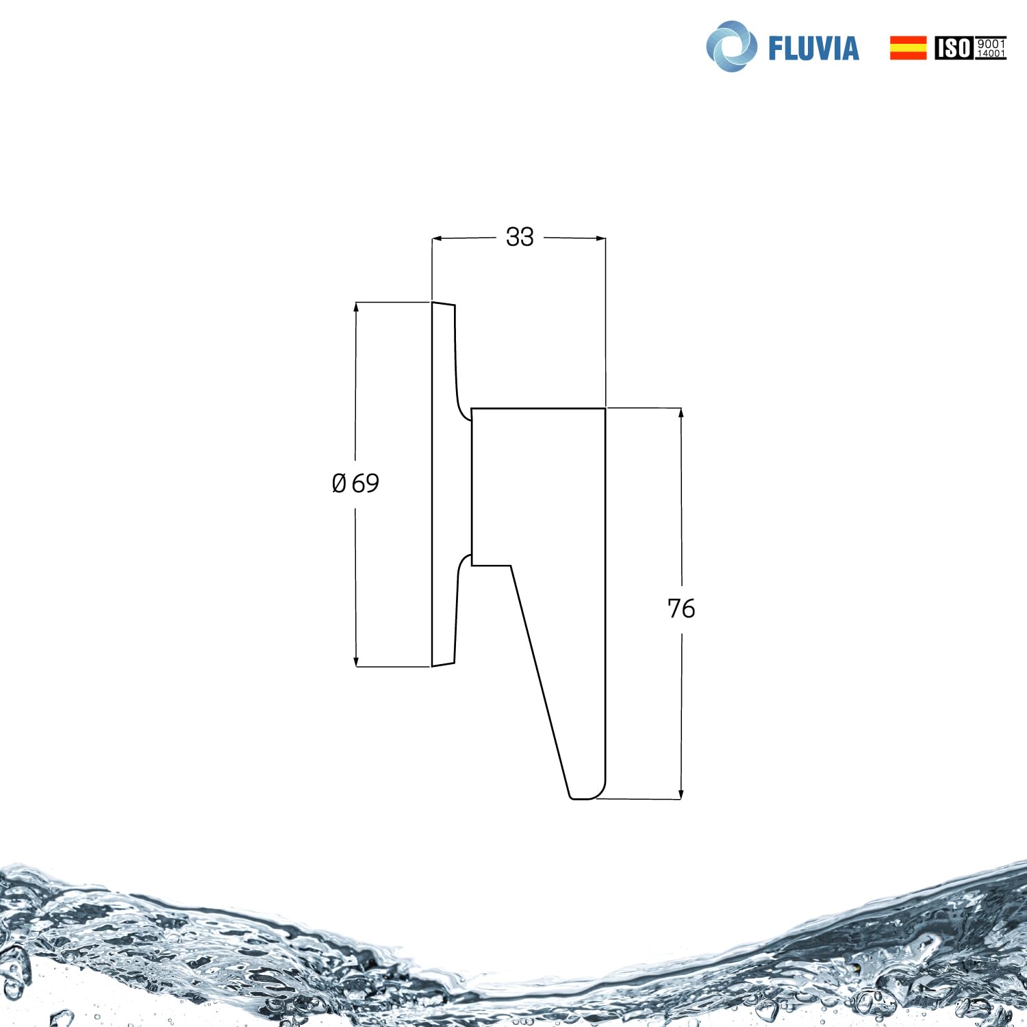 Embellecedor de Llave de Paso con Mando Palanca, Zamak Cromado Pulido, 69x54 mm, Compatible con Ducha y Grifo Empotrado (MANDO PALANCA) - 5