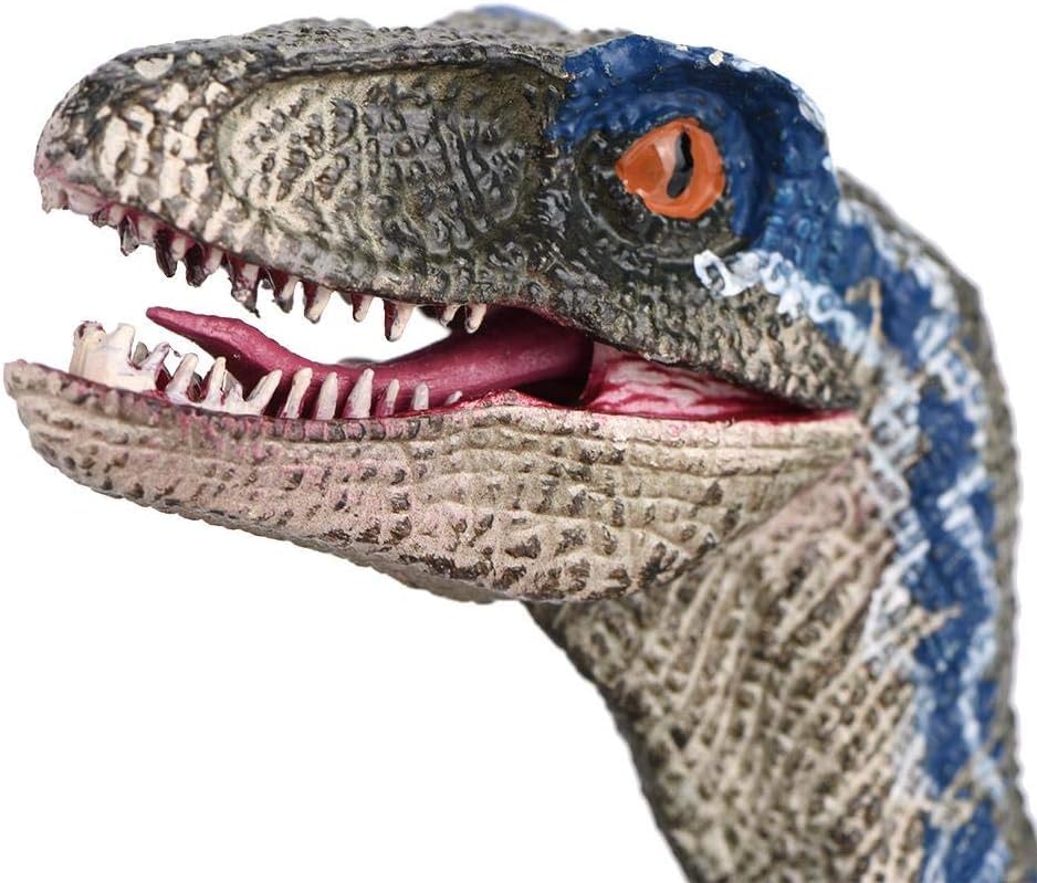 Image of FUNFOB Dinosaur Toy Figure Width - 15cm Velociraptor Dinosaur Toy for Kids & Adults PVC Multicolour | Light Grey Blue Line Dino SML