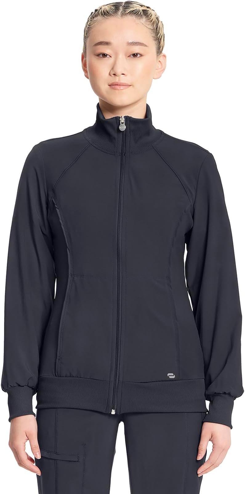 Infinity Womens Zip Front Jacket With 2 Pockets Contemporary Fit Back Shoulder Yokes & Front Princess Seams- 2391A