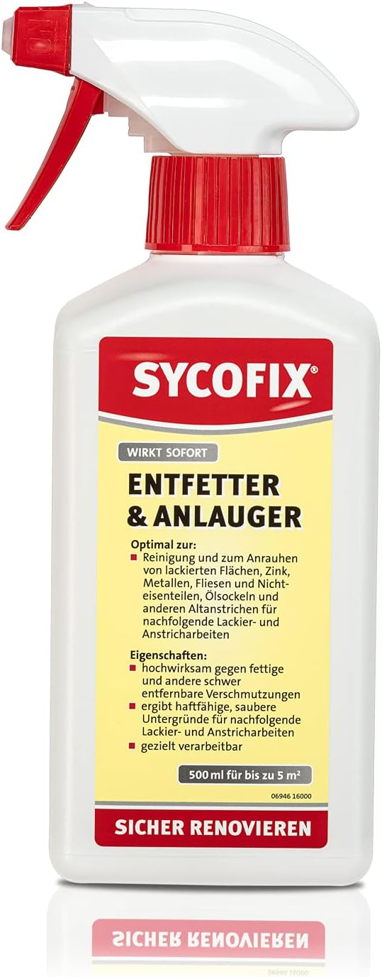 Entfetter und Anlauger, Intensivreiniger flüssig, gebrauchsfertig, haftfähige Untergründe für Neuanstriche und Beschichtungen, Metall, Fliesen,Lack, Stahl, Holz,500ml, Super Aktivreiniger