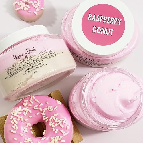 Pink Cotton Candy Whipped Body Butter Lotion. Sweet Skin Cream. Summer Moisturizer. Gift For Her… (Raspberry Donut) #TOP3