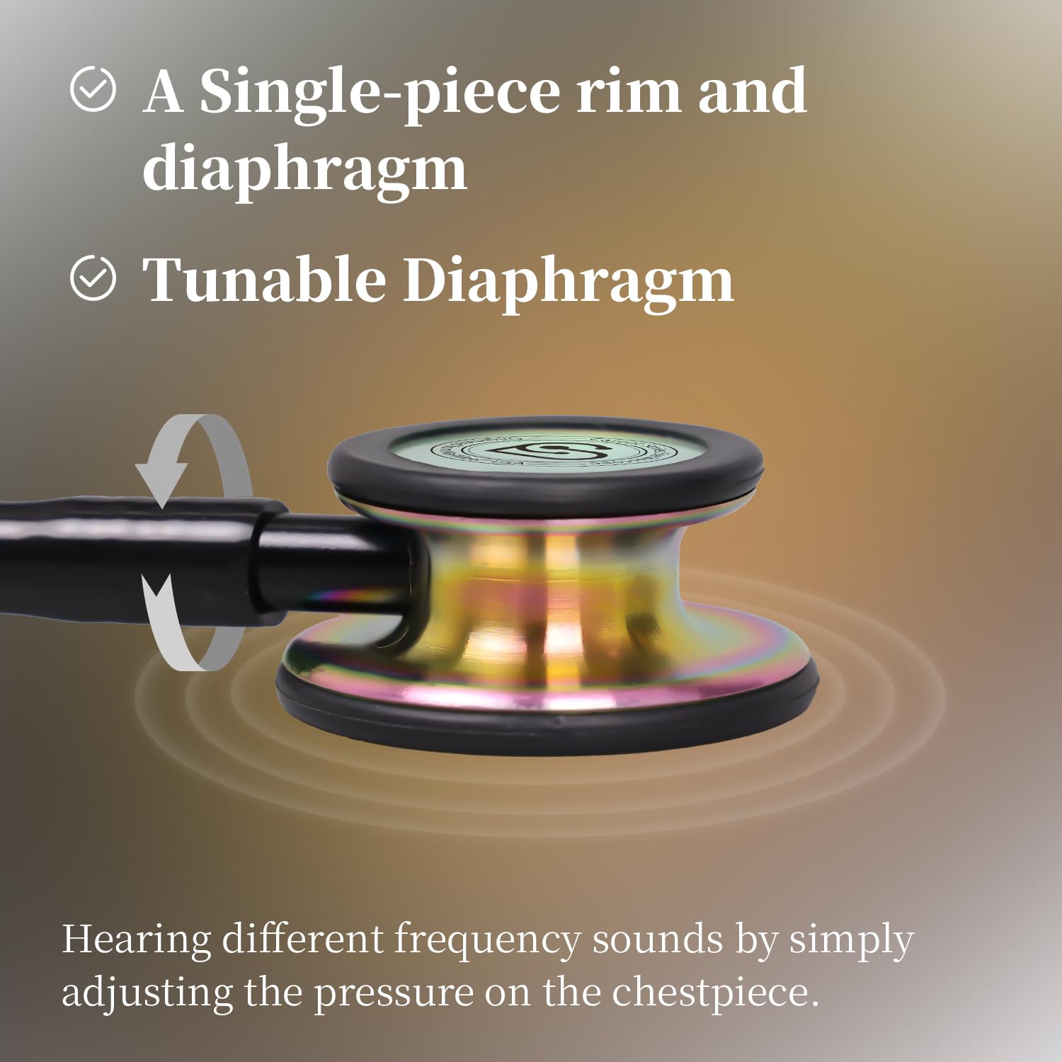 MaiWieel-Classic Monitoring Stethoscope Professional Dual Head Rainbow Stethoscopes For Nurse,Doctor,Vet,Home Medical,EMT,Double-Sided Stainless Chestpiece,Flexible Tubing & Soft Sealing Eartips(Rainbow Black)