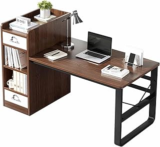 HSSTYLE Computer Desk with Drawers Working Reversible Gaming Desk Office Desks for Home Study Desks PC Table