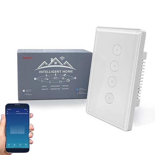 Miniatura 9 de Interruptor de luz inteligente, interruptor de luz WiFi de 2.4 GHz compatible con Alexa y Google Home, interruptor de luz de pared táctil