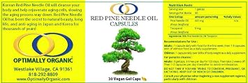 Optimally Organic Korean Red Pine Needle Oil Capsules - Powerful Immune System Booster - Anti Aging Properties - Wild Crafted, Non GMO - Pure, Bioactive, Vegan Beauty Treatment - 30 Capsules