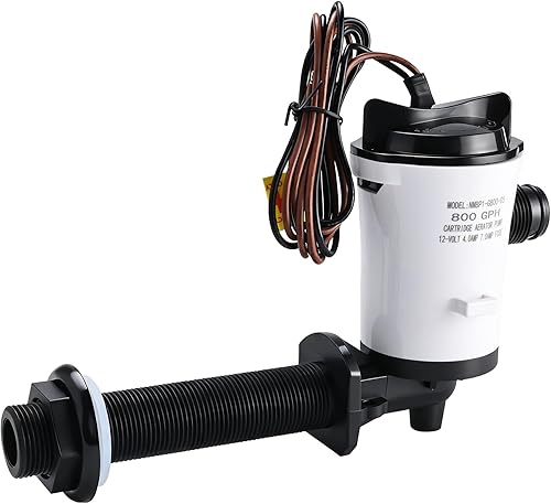 Miniatura 4 de Livewell Pump, 12V 800GPH 4.0A Live Bait Tank Aireador Cartucho Sumergible Barco Bomba de sentina
