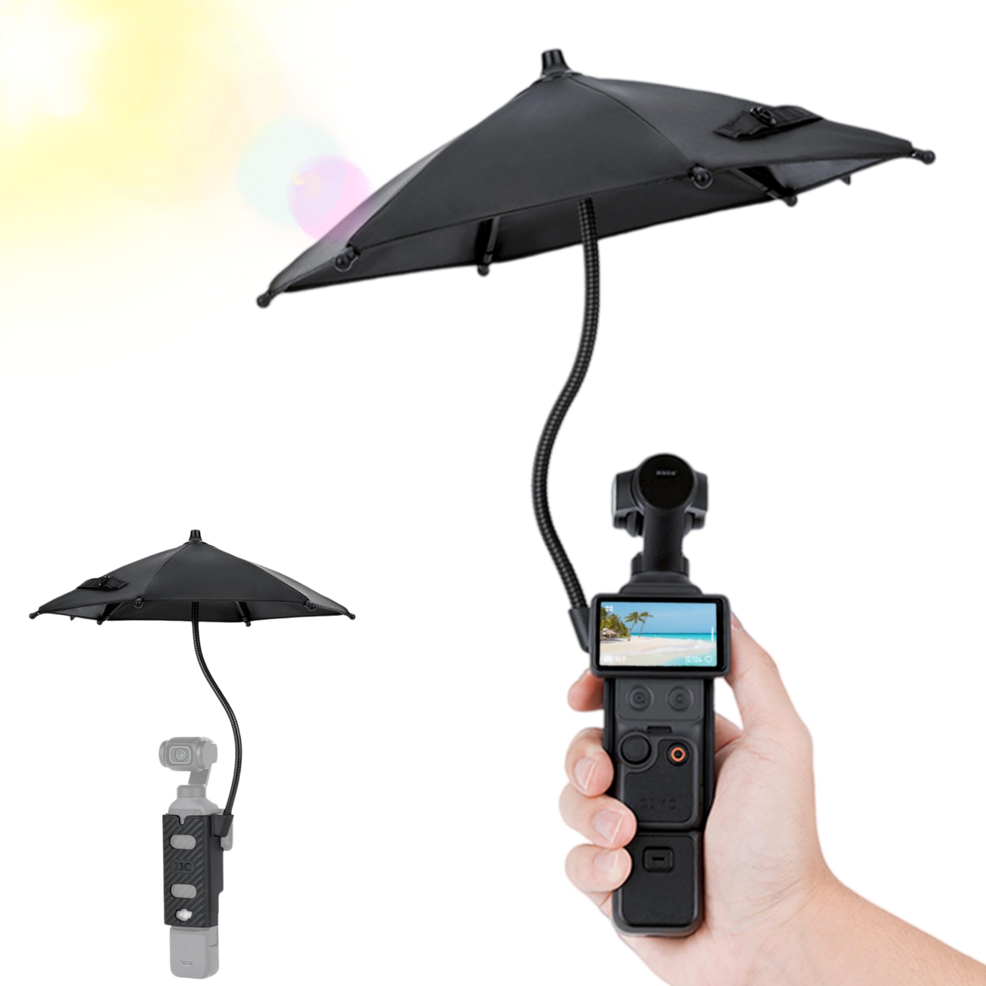 JJC Pocket 3 4 4P Umbrella Sun Shade Anti-Glare Accessory for Xtra Muse | Flexible Arm An…
