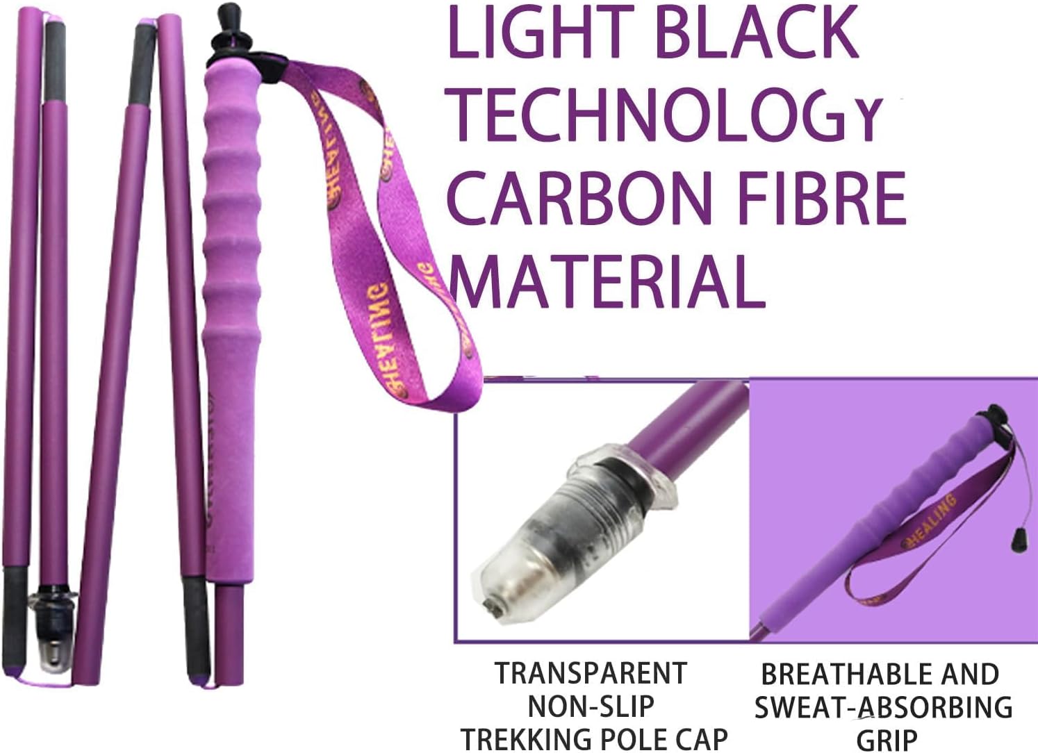 4- Color Folding Hiking Poles with Ergonomic Grip, Set of 2, T800 Carbon Fiber Walking Sticks for Women & Men, Collapsible Trekking Poles for Climbing, Mountaineering & Outdoor Adventures