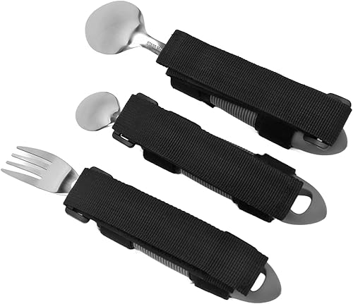 Miniatura 8 de Juego de utensilios adaptativos, 3 piezas de utensilios adaptativos para artritis ancianos, adultos discapacitados, agarre débil, cuchara de tenedor