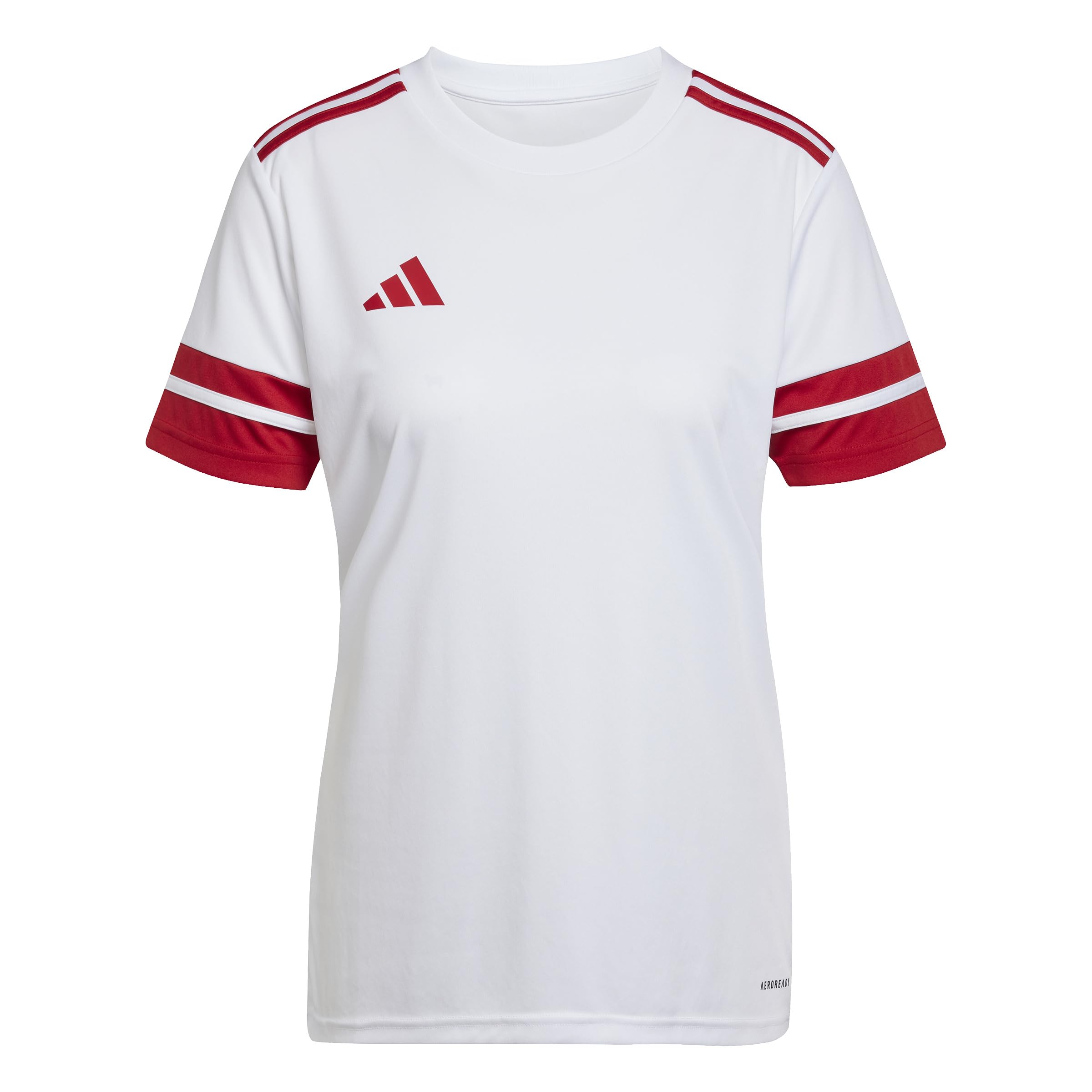 adidas Women's Squadra25 Jersey Short Sleeve Shirt, White/Team Power red 2, XXL