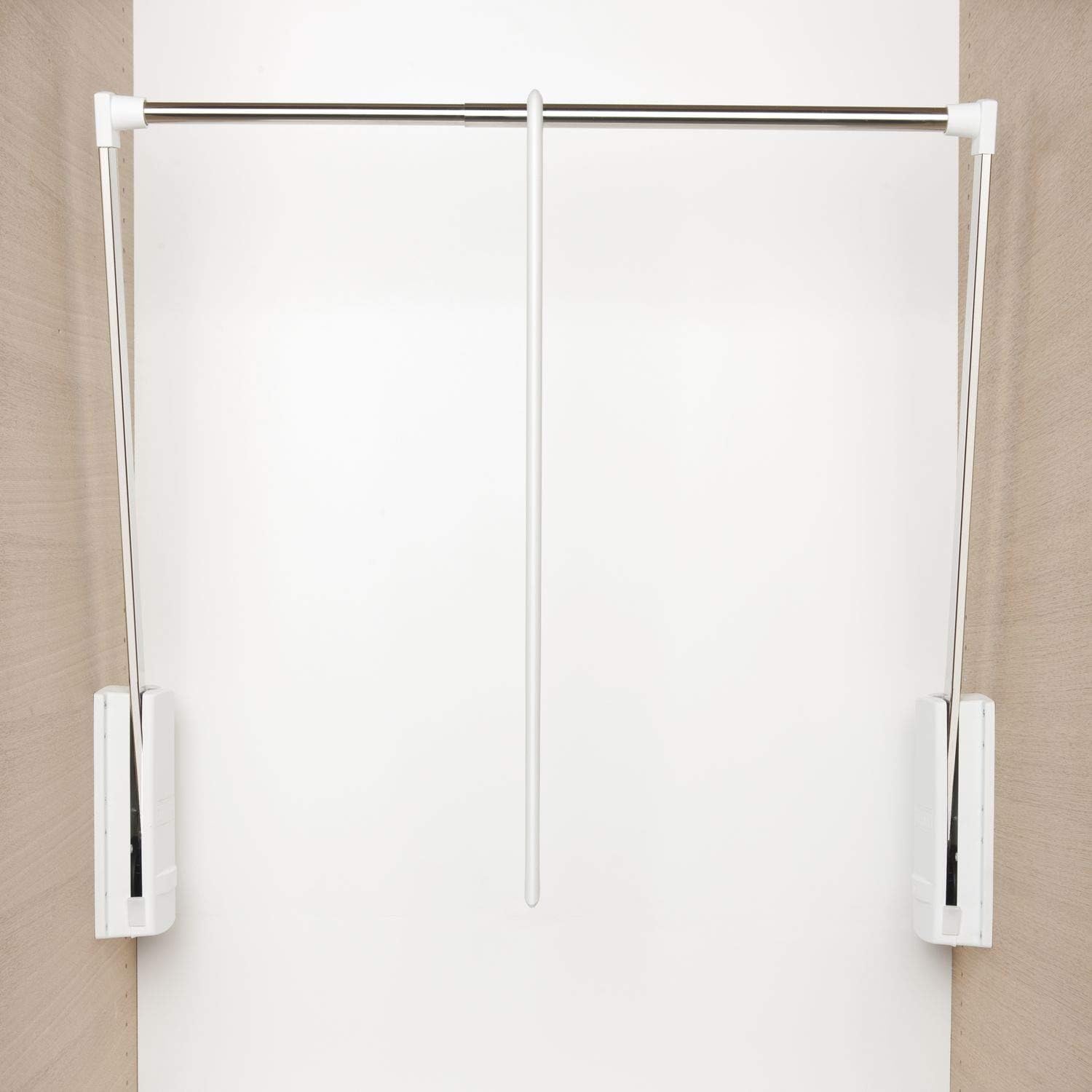 Servetto SE08LA400 Junior Clothes Lift H 850,KB 770-1200 mm, Support Bracket 10 kg, KS White/FE Nickel-Plated, Boit. Blanc - Tube.Nickel