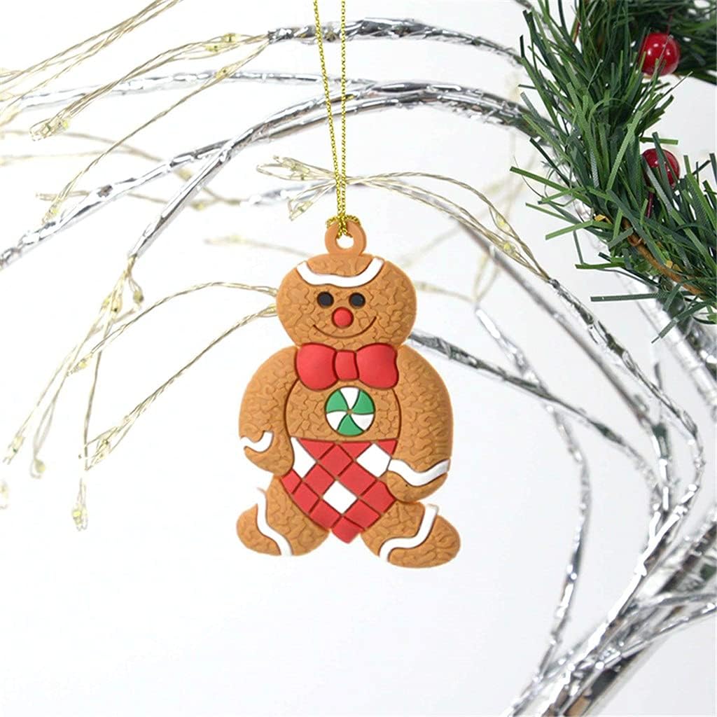 12pcs Gingerbread Man Christmas Tree Ornaments Xmas Home Party Living Room Hanging Decoration Soft PVC Drop Pendant (Color : B Size Shows)