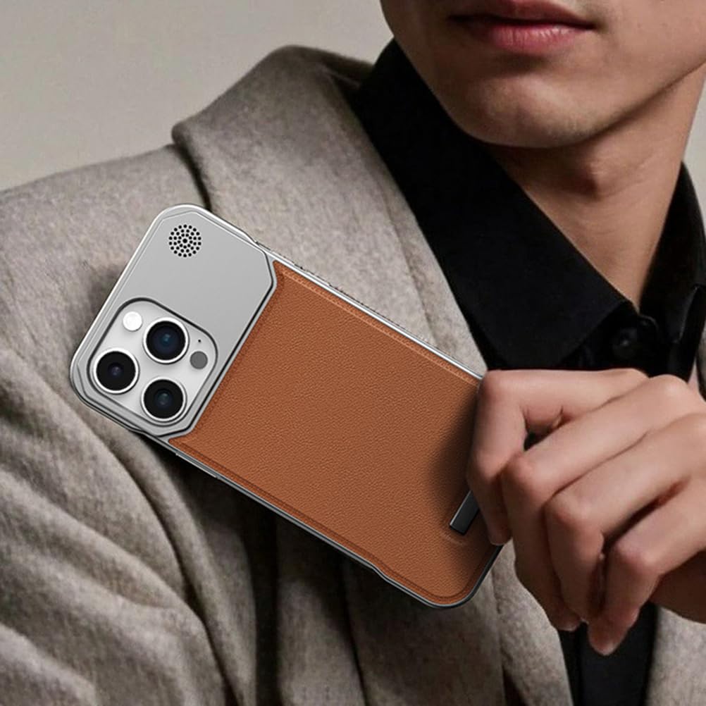 Braun,16, Handyhülle Für iPhone 16 Pro Max/16 Pro/16 Plus/16, Magnetisches Lederhülle Ultradünnes Rahmenlos Aromatherapie Stossfest Hülle