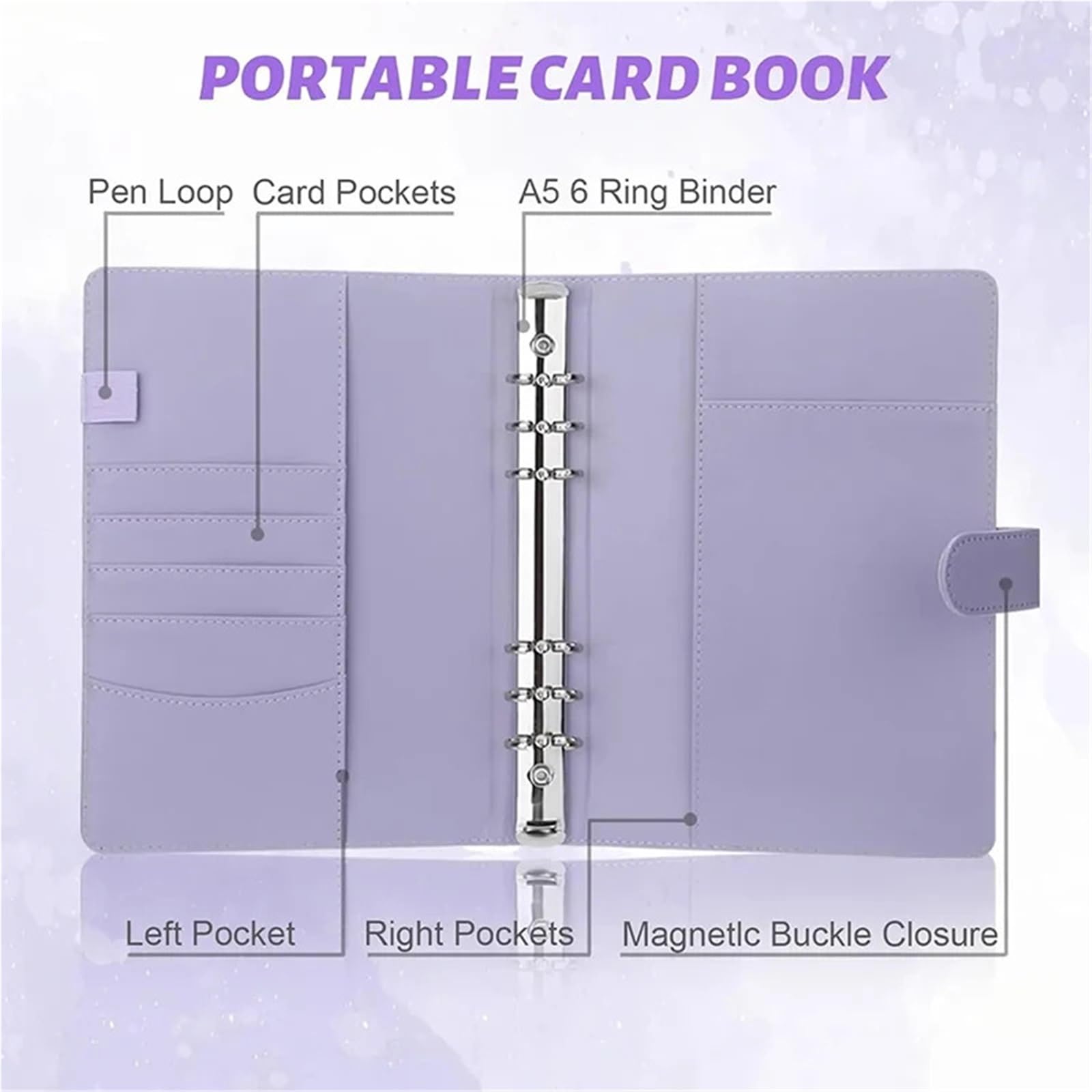 Álbum de fotos A5 de 25 Pas, 4 rejillas por Pa, carpeta de hojas sueltas para tarjetas de ídolos, soporte para tarjetas fotográficas estilo mármol blanco, perfecto para coleccionistas