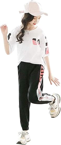 Amazon Godlovefull 夏服 女の子 半袖 Tシャツ アクティブロングパンツ 上下2点セット ガールズ セットアップ 子供服 キッズ ジャージ スポーツウェア 可愛い 韓国風 ファッション おしゃれ ジャージ 通販