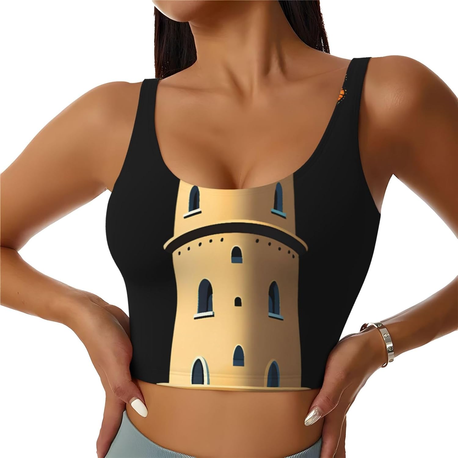 Women's Sports Vest DDCXZPP Butterfly on the top of the tower Printing Soft, Comfortable, Lightweight, and Breathable