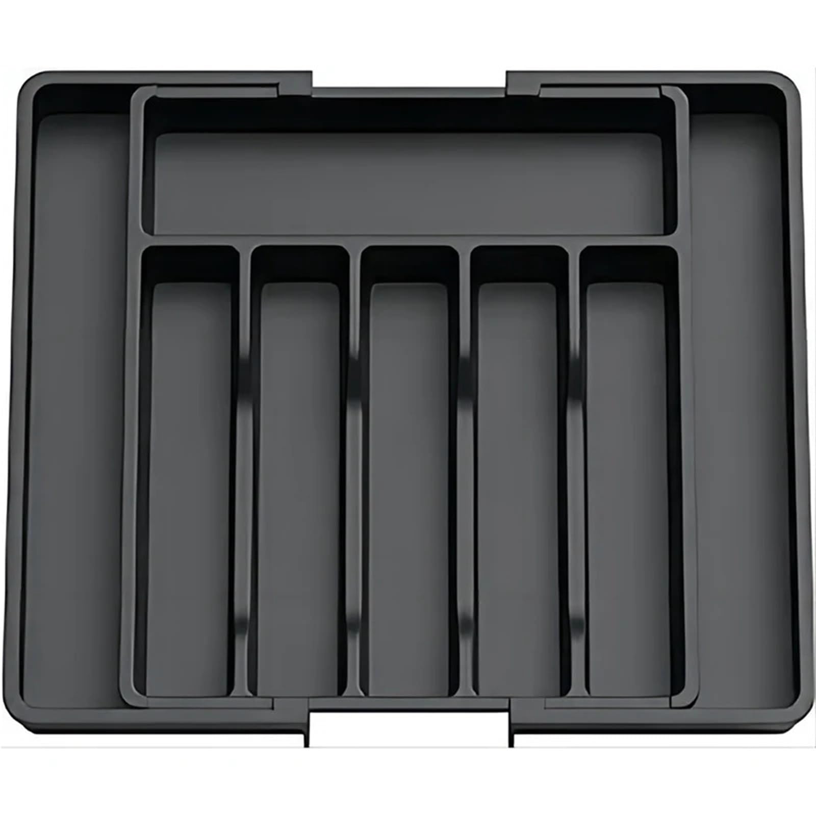 WDSBZNB Cutlery Tray Cutlery Drawer Organizer Expandable, Adjustable Kitchen Utensil Tray Set, Compartment Flatware Storage Divider(Black)