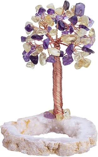 Miniatura 8 de mookaitedecor Fluorite Healing Crystal Tree of Life Tumbled Stones & Natural Geode Cluster Crystals Base Bonsai Money Tree for Wealth and Luck