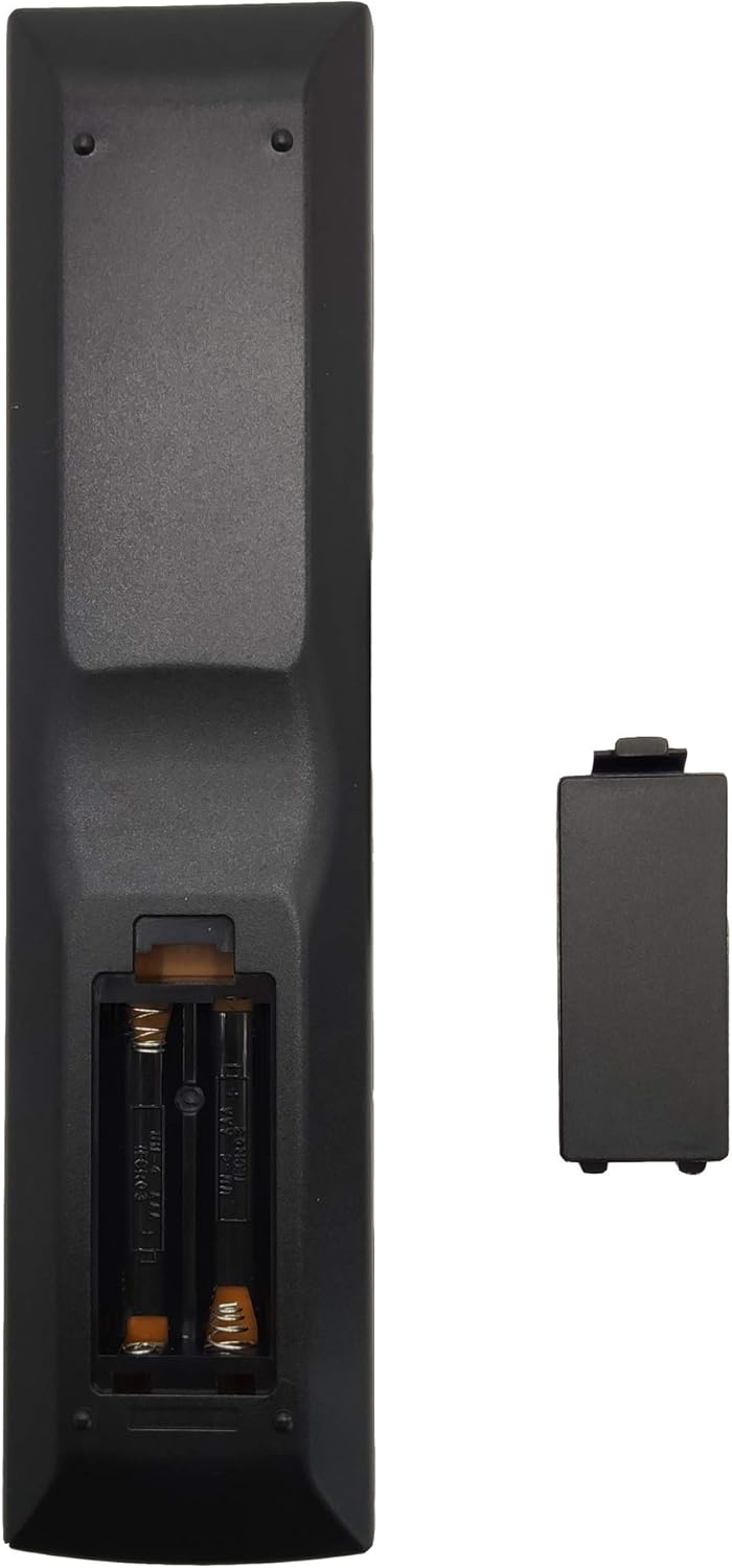 Back view of the AXD7534 remote control with the battery cover removed, showing two AAA battery slots.
