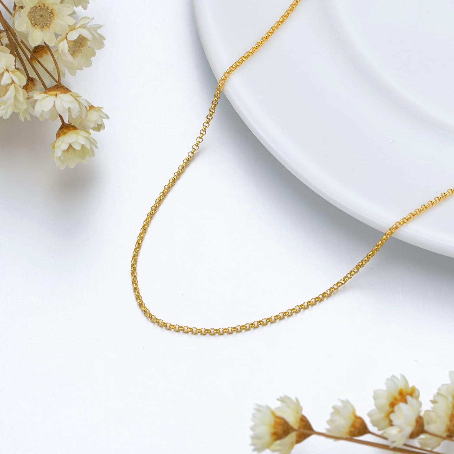 14k Yellow Gold Cuban Link Curb Chain - 0.8mm-2.6mm, Durable Strong Real Gold Necklace