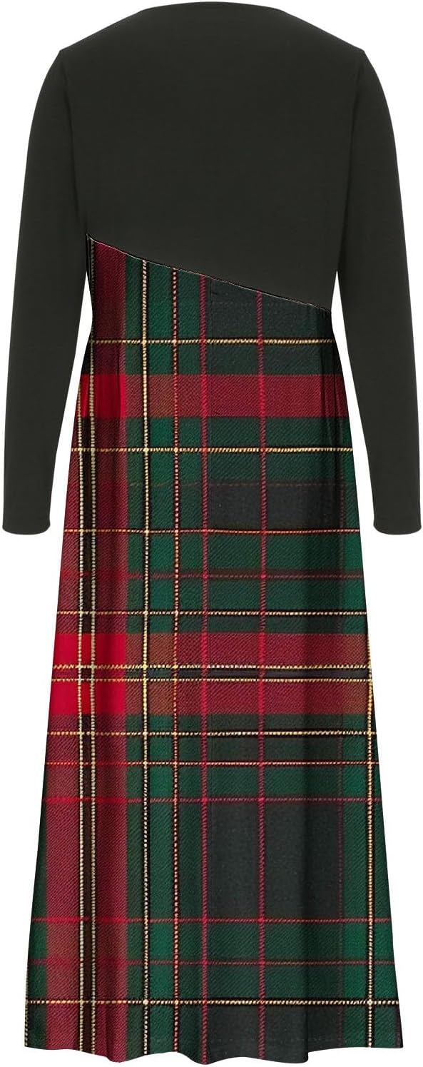 Women Vintage Ethnic Floral Printed Long Sleeve V Neck Dress Fall Winter Elegant Slim Fited High Waist A-Line Maxi Dresses - Image 3