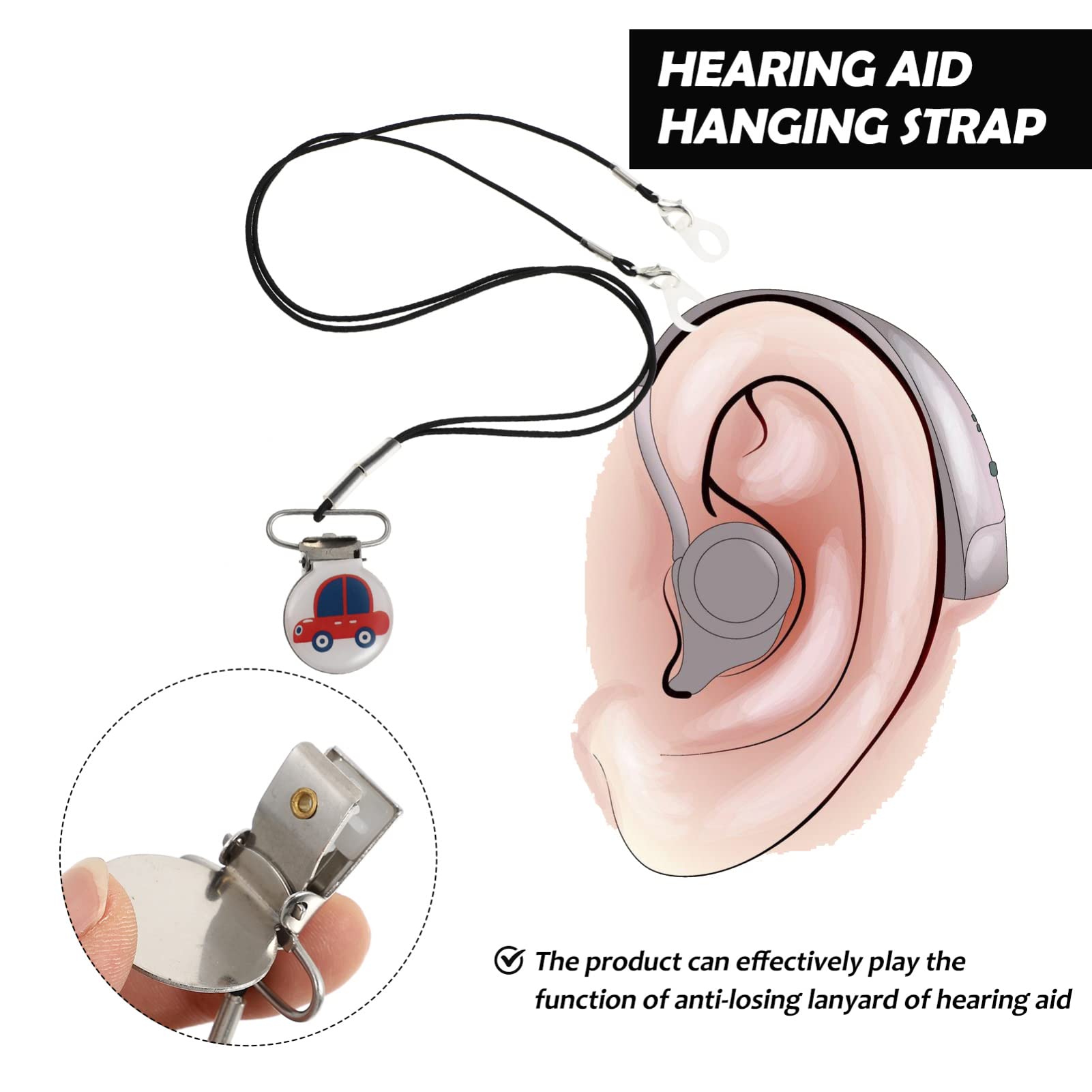 Clip Appareil Auditif 3 Pièces Anti-perte De Corde Cordon De Serrage Résonnent Accessoires Sangle Accessoires D'implant Cochléaire Bandes De D'oreille Acier Inoxydable Etc...