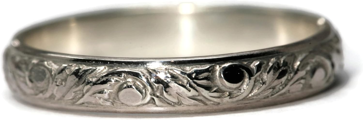 925 Sterling Silver Floral Pattern Band