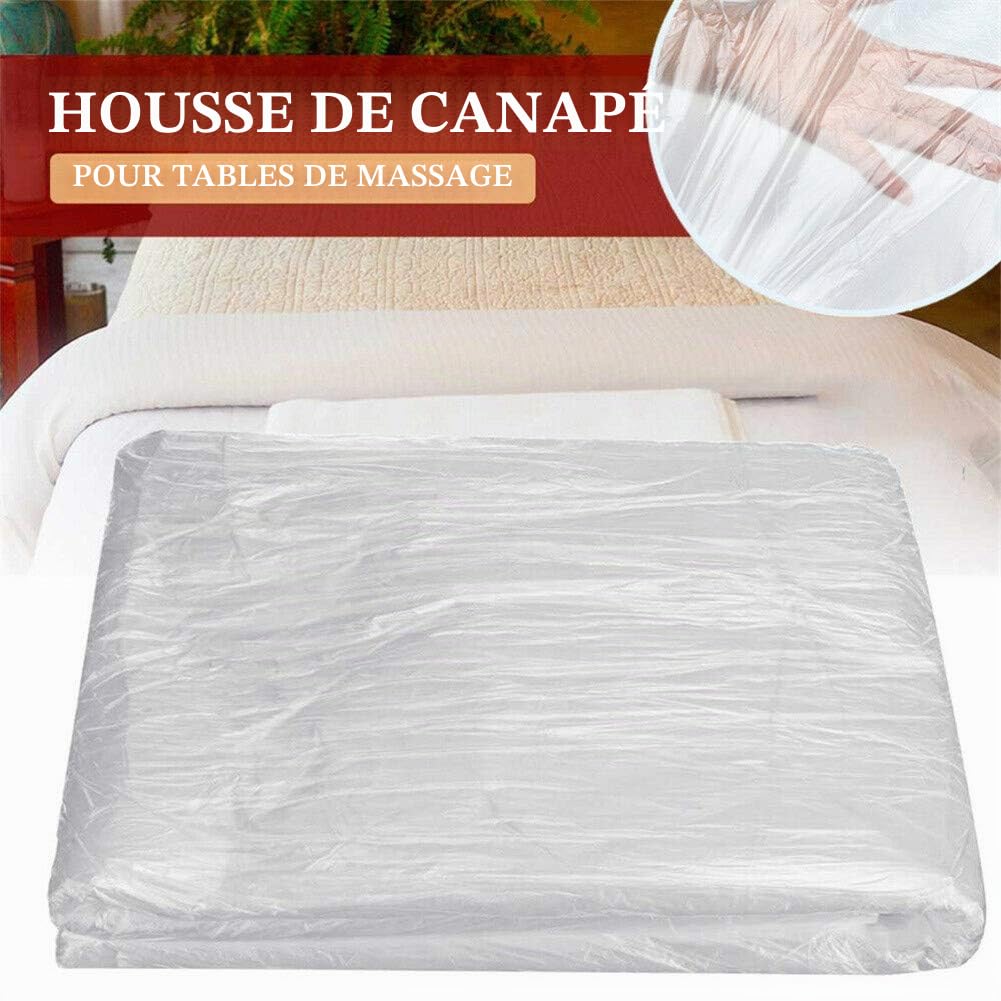 Lot de 100 housses jetables en plastique pour table de massage, spa, salon, 90 x 180 cm