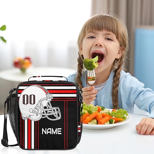 Miniatura 8 de Lonchera personalizada para niños, bolsa térmica con estampado de fútbol americano, contenedor reutilizable para lonchera, regalo personalizado,