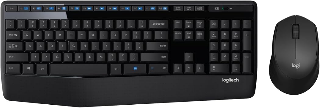 Logitech MK345 kablosuz klavye ve fare kombinasyonu, avu  i i destekli tam boyutlu klavye, sa  elini kullananlar i in konforlu kablosuz fare, 2,4 GHz kablosuz USB al c s , PC, diz st  bilgisayar i in
