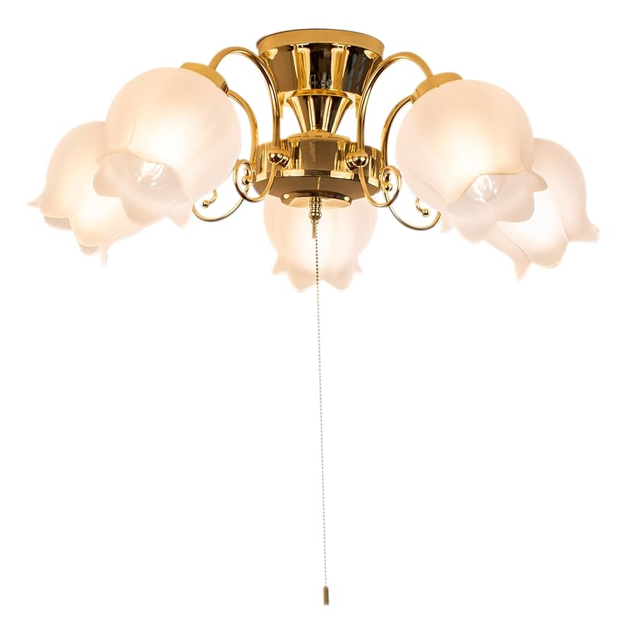 5灯 シャンデリア ゴールド アンティーク 木製✕真鍮のコラボが人気のアンティーク風の木製シャンデリア