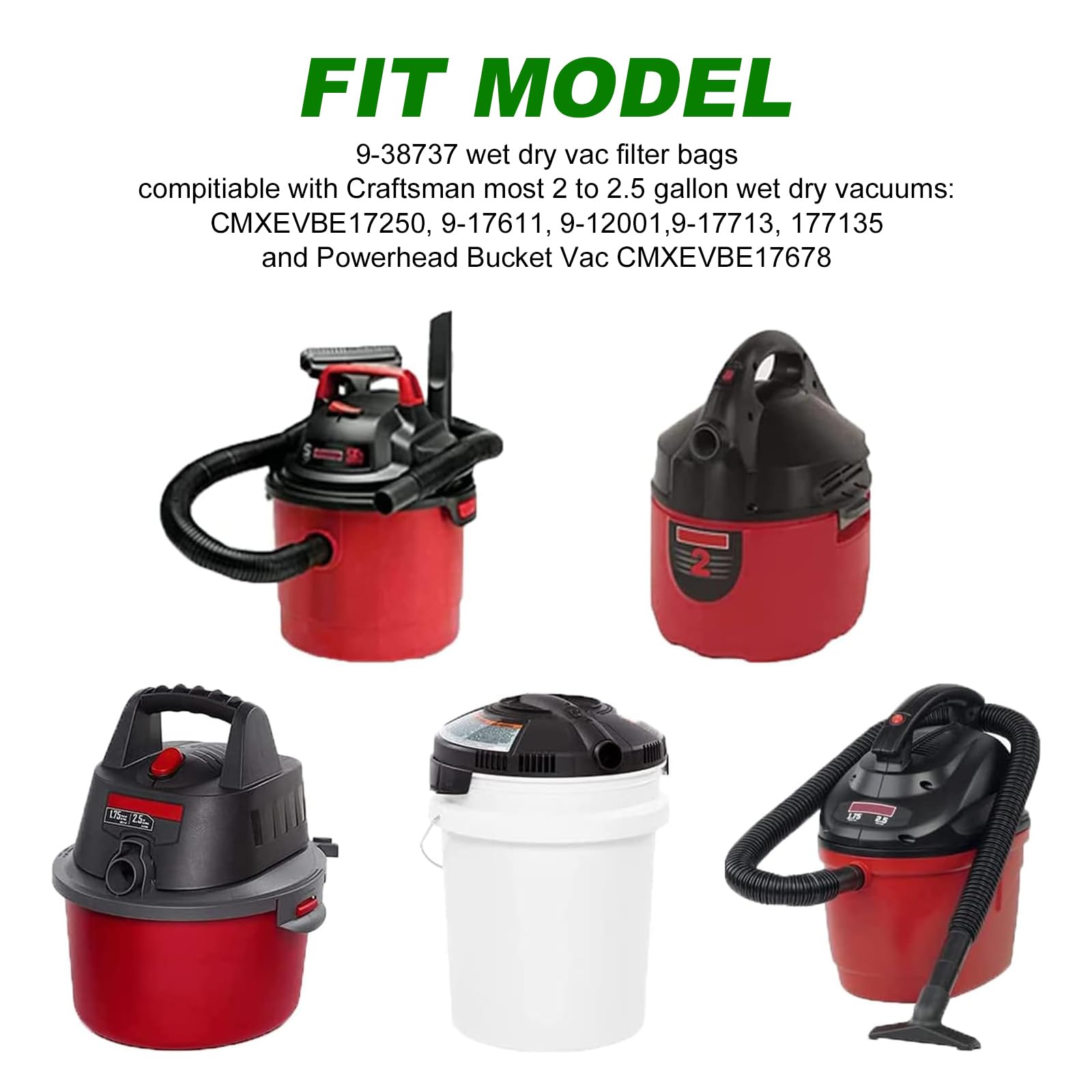 Amazon.com - Shop Vac Filter Bags for Craftsman 2 to 2.5 Gallon