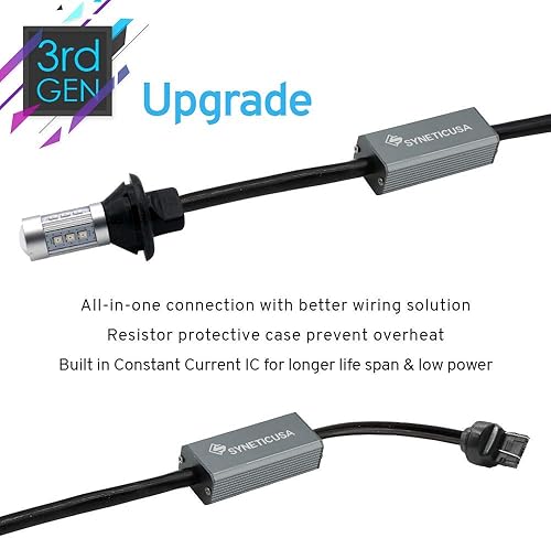 Miniatura 5 de Syneticusa 7443 sin errores Canbus Ready Red Freno Parking Tail Signal Bombillas DRL Lámpara de estacionamiento sin Hyper Flash todo en uno con