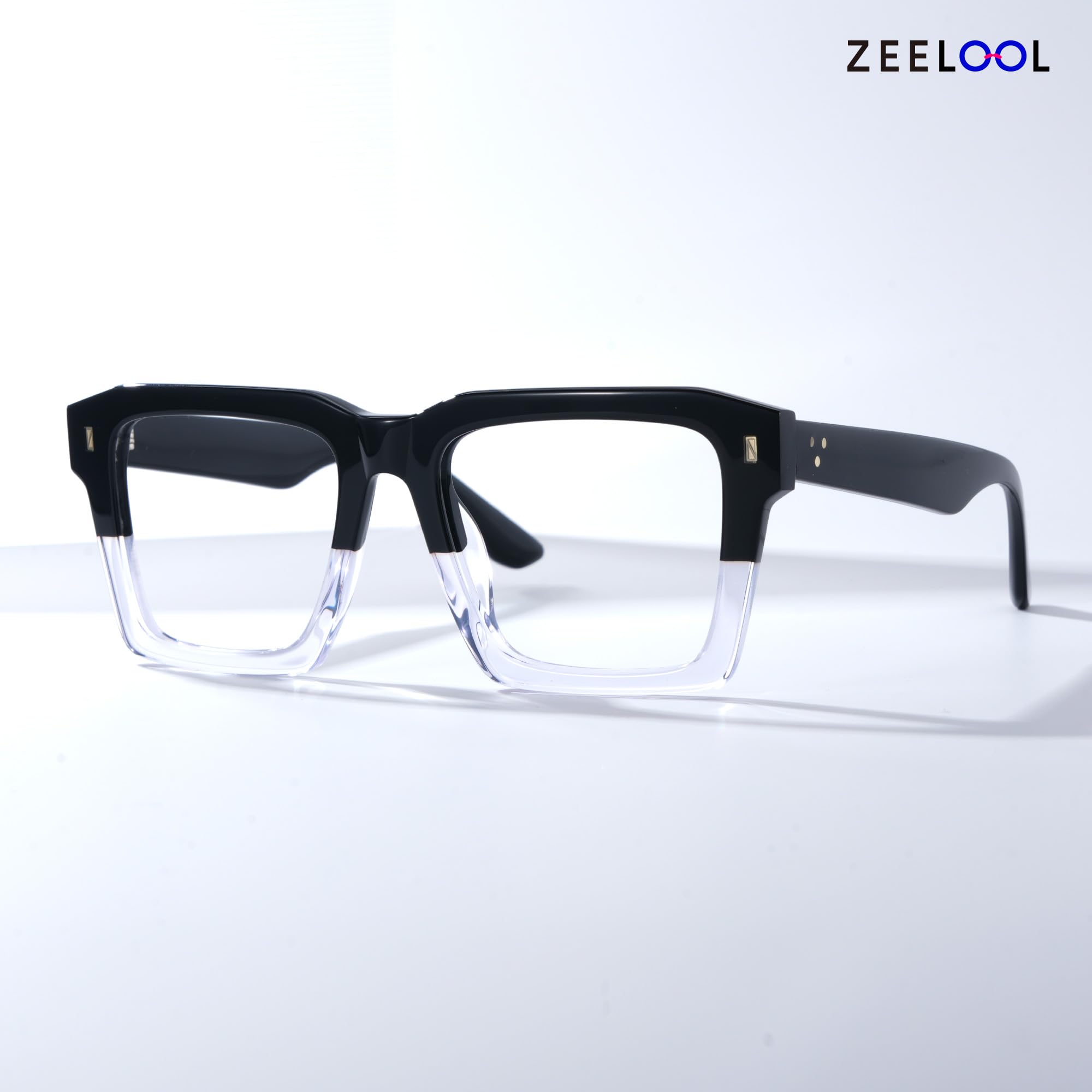 Zeelool Stylish Square Eyeglasses Frame with Non-prescription Clear Lens for Men Kenish ZJGA634947-09 Crystal
