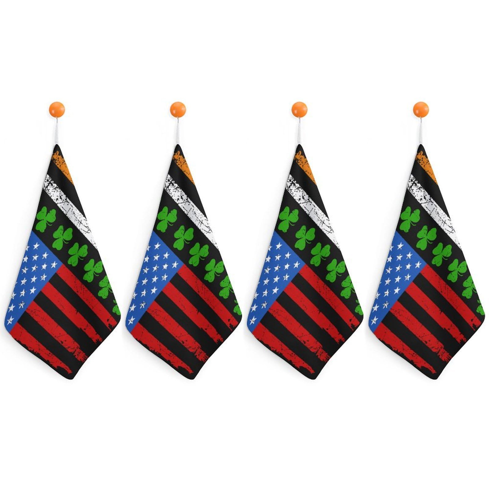 TXFBTRFSA Irish Americans-Flag Hand Towels with Hanging Loop Kitchen Towel Handkerchiefs Cleaning Cloths