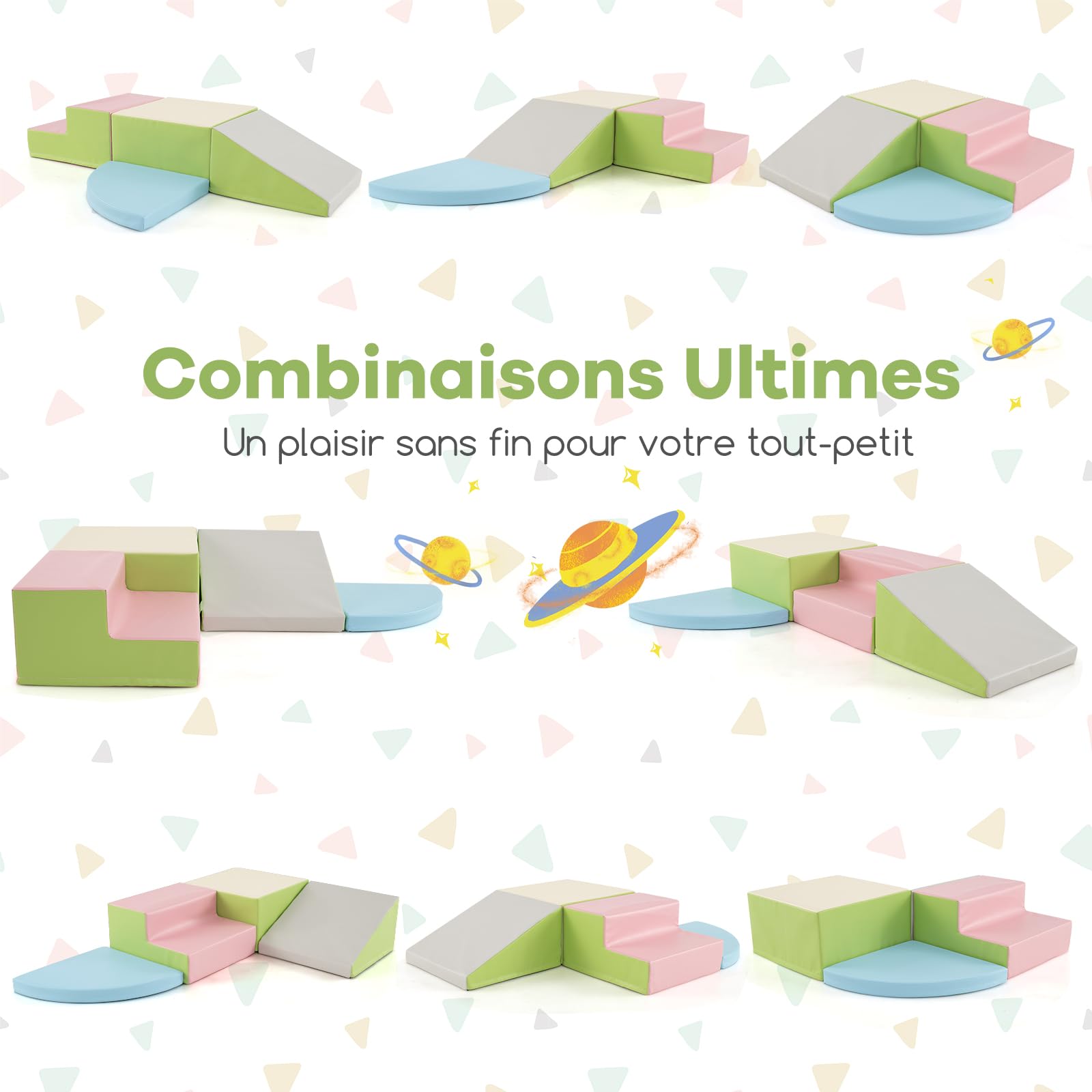 GOPLUS 4 Pcs Parcours de Motricité Bébé, Module Moticité en Mousse EPE, Revêtement en Simili Cuir, Convient pour Enfants 3 Ans+, Jouets Montessori pour Grimper, Ramper (Rose)