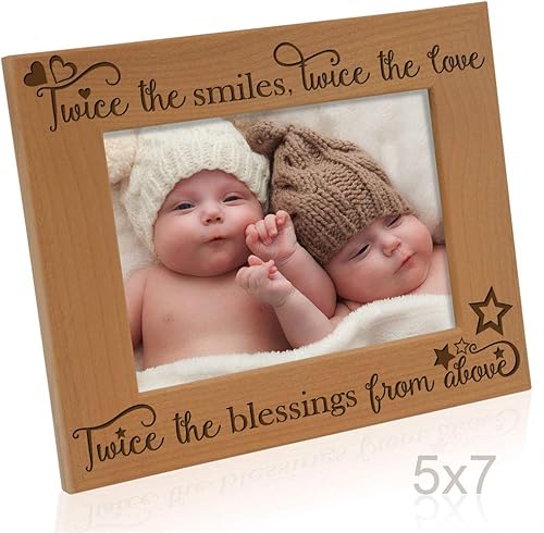 Miniatura 14 de KATE POSH - Dos veces las sonrisas, dos veces el amor, dos veces las bendiciones de arriba - Marco de fotos grabado de madera natural - Marco