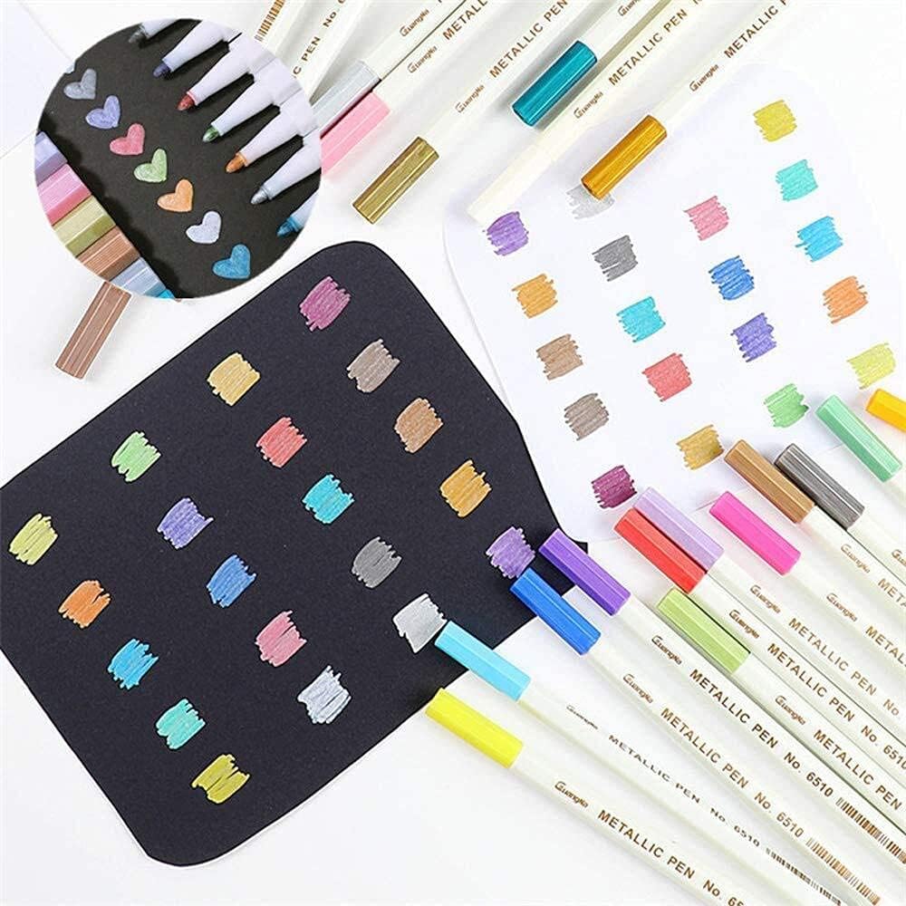 Metallic Marker Pens, Audel Set of 10 Assorted Different Colors Metallic Pens on Surface of Paper Glass Wood Pottery Ceramic Card Making and DIY Photo Album Drawing Art Paint Marker