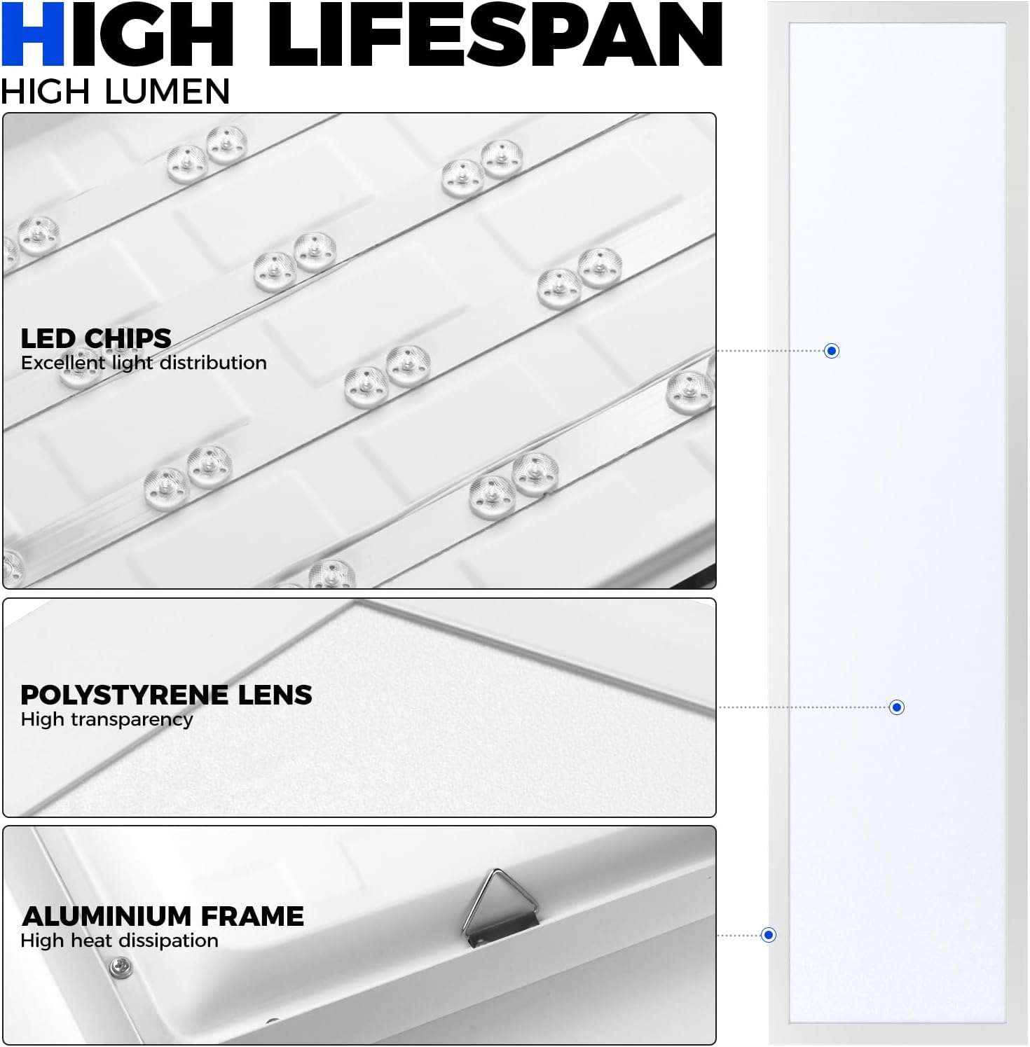 Barrina 1x4 LED Flat Panel Light Surface Mount, 8640LM 72W, 0-10V Dimmable, Selectable Flat Panel Ceiling Lights Fixture, 5CCT 3000K/3800K/4500K/5200K/6000K, Flush Mount for Kitchen, Garage, 4 Packs