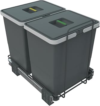 ELLETIPI 1954 Elletipi PF01 34B2 Removable Differential Bin for Base, Plastic and Metal, Grey, 30x45x36 cm